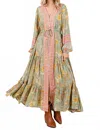 Mittoshop Boho Floral Maxi Dress In Sage In Multi