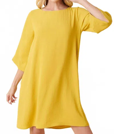 Mittoshop Charli Crew Neck Mini Dress In Gold Kiwi In Yellow