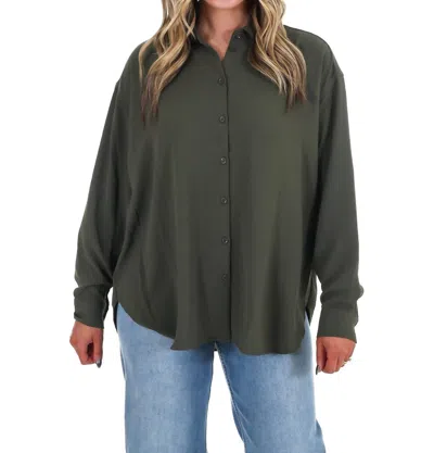 Mittoshop Cloudlight Button Up Top In Olive In Green