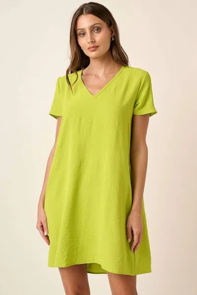 Mittoshop Dallas Short Sleeve Shift Dress In Lime In Green