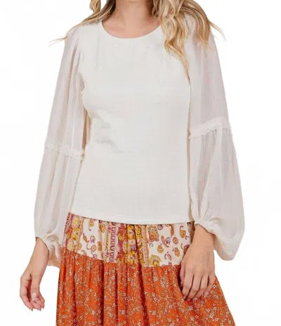 Mittoshop Elegant Sheer Sleeve Top In Ivory In White