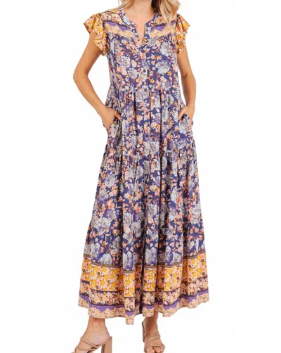 Mittoshop Esmé Maxi Dress In Peacock Blue In Multi