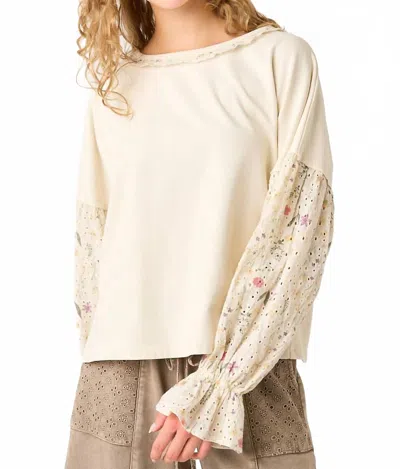 Mittoshop Eyelet Long Sleeve Top In Cream In Neutral