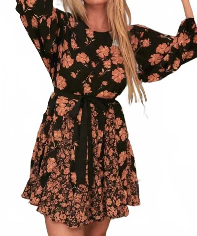 Mittoshop Flower Mix Print Godet Detail Mini Dress In Black Multi