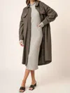 Mittoshop French Terry Midi Length Shacket In Charcoal In Pink