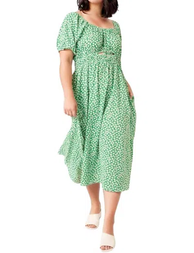 Mittoshop Giddy Floral Midi Dress In Green