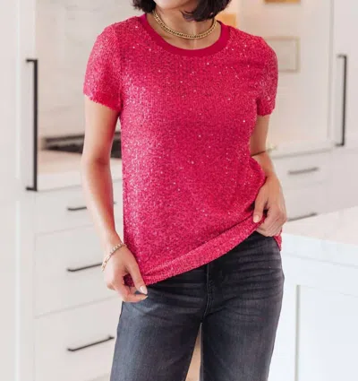 Mittoshop Glimmering Night Sequin Top In Hot Pink
