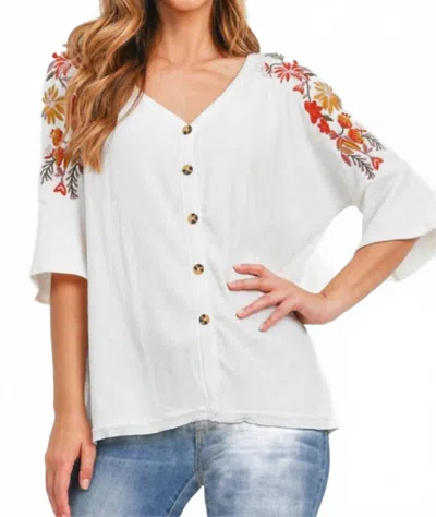 Mittoshop Half Sleeve Floral Button Up In White