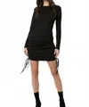 Mittoshop Kimberly Ruched Detail Cut Out Back Mini Dress In Black In Black