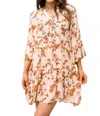 Mittoshop Lilibet Tiered Floral Dress In Pink And Rust In Multi