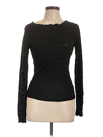 Pre-owned Mittoshop Long Sleeve Top Black Boatneck Tops