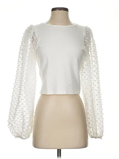 Pre-owned Mittoshop Long Sleeve Top White Square Neckline Tops