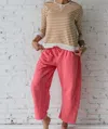 Mittoshop Mid Rise Pull On Barrel Pants In Pink In Multi