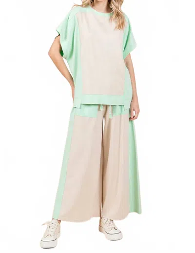 Mittoshop Mint Short Sleeve Crew Neck Top In Green In Multi