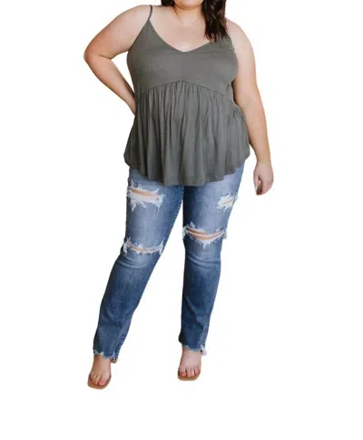 Mittoshop Never Not Loving V-neck Cami In Gray Green In Grey