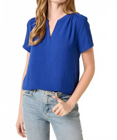 Mittoshop Noah Airflow V-neckline Short Sleeve Top In Royal Blue In Black