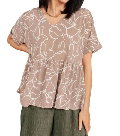 Mittoshop Petals V-neck Top In Mocha In Beige
