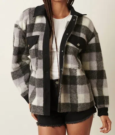 Mittoshop Plaid Sherpa Shacket In Black/grey