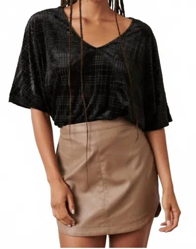 Mittoshop Plaid Velvet Burnout V-neck Top - Plus In Multi In Black