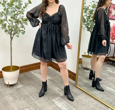 Mittoshop Polka Dot Long Sleeve Dress In Black In Multi