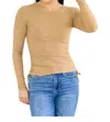 Mittoshop Ribbed Round Long Sleeve Top In Tan