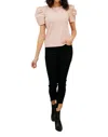 Mittoshop Rock On Puff Sleeve Top In Blush In Gold