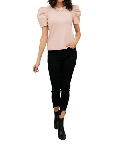 Mittoshop Rock On Puff Sleeve Top In Blush In Gold