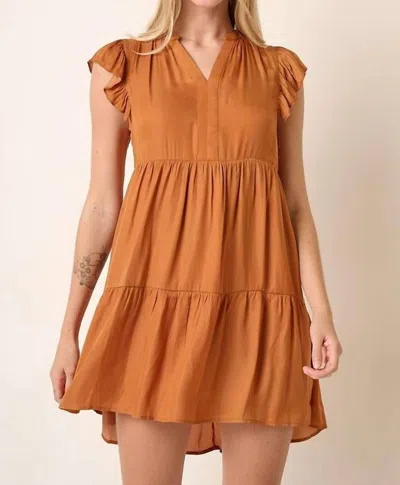 Mittoshop Satin Tier Detail Mini Dress In Camel In Transparent