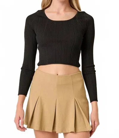 Mittoshop Scoop Neck Rib Knit Sweater In Black In Multi