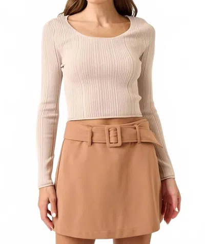 Mittoshop Scoop Neck Rib Knit Sweater In Sand In Yellow