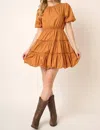 Mittoshop She's Got That Bubbly Personality Dress In Camel In Brown