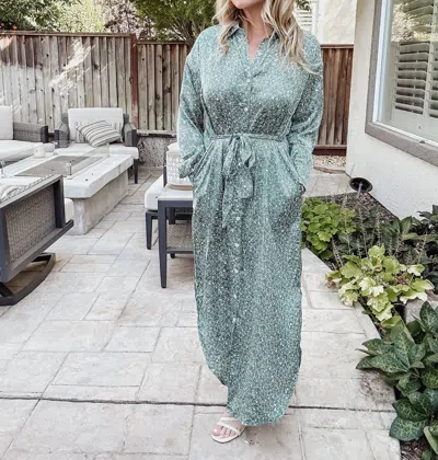 Mittoshop Sherwood Satin Maxi Shirt Dress In Vibrant Green