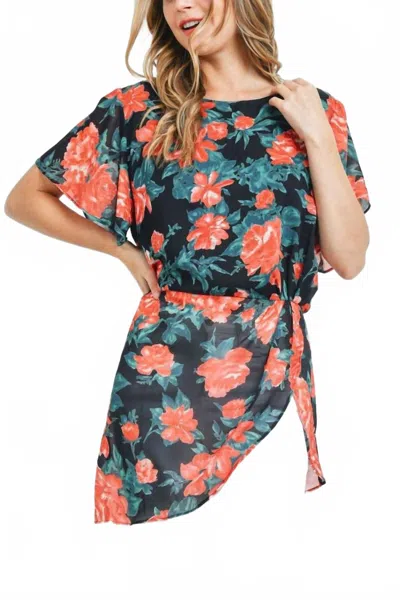 Mittoshop Short Sleeve Floral Top In Black In Multi