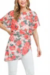 Mittoshop Short Sleeve Floral Top In Pink In Multi