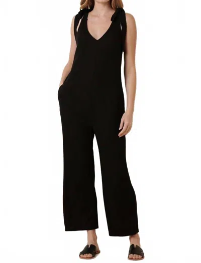 Mittoshop Slub Rib Knit Cross Back Jumpsuit In Black