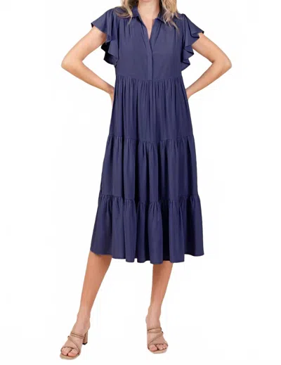 Mittoshop Solid Tiered Midi Dress In Midnight In Multi
