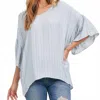 Mittoshop Striped Tie Back Top In Dusty Blue In Blue