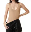 Mittoshop Suzy Deep V-neck Bodysuit In Camel In Brown