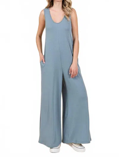 Mittoshop Textile Scoopneck Wide Leg Jumpsuit In Teal In Blue