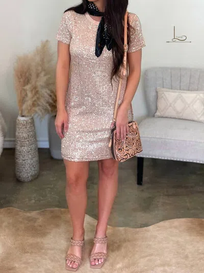 Mittoshop The Starry Night Sequin Dress In Rose Gold In Pink