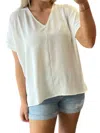Mittoshop V-neck Woven Top In Ivory In Multi