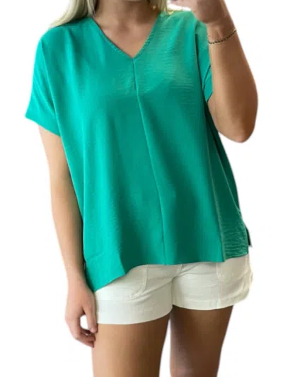 Mittoshop V-neck Woven Top In Paris Green In Multi