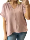 Mittoshop V-neck Woven Top In Rose Wood In Multi