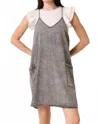 Mittoshop Washed Denim Dress In Acid Black In Gray