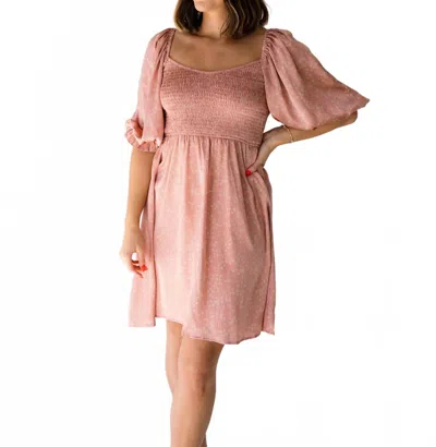 Mittoshop Zuri Floral Babydoll Dress In Dusty Mauve In Pink