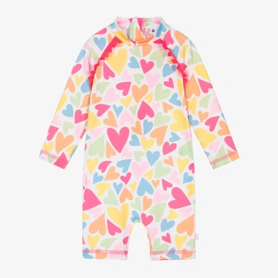 Mitty James Kids' Girls White Heart Sun Suit In Pink