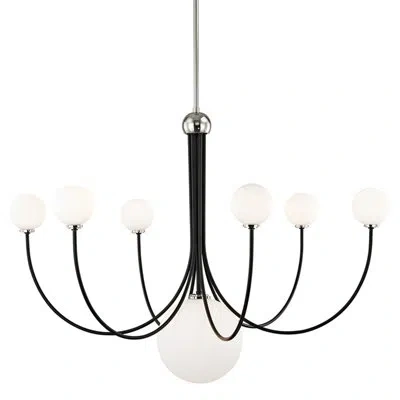 Mitzi 7 - Light Shaded Chandelier Classic / Traditional Chandelier In Polished Nickel,black