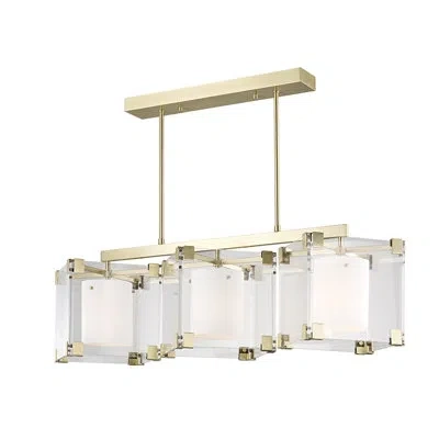 Mitzi Achilles 3 - Light Kitchen Island Linear Pendant In Aged Brass