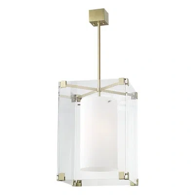 Mitzi Achilles 3 - Light Lantern Rectangle Chandelier In Aged Brass