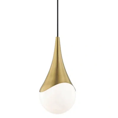 Mitzi Algiers 1 - Light Single Teardrop Pendant In Aged Brass